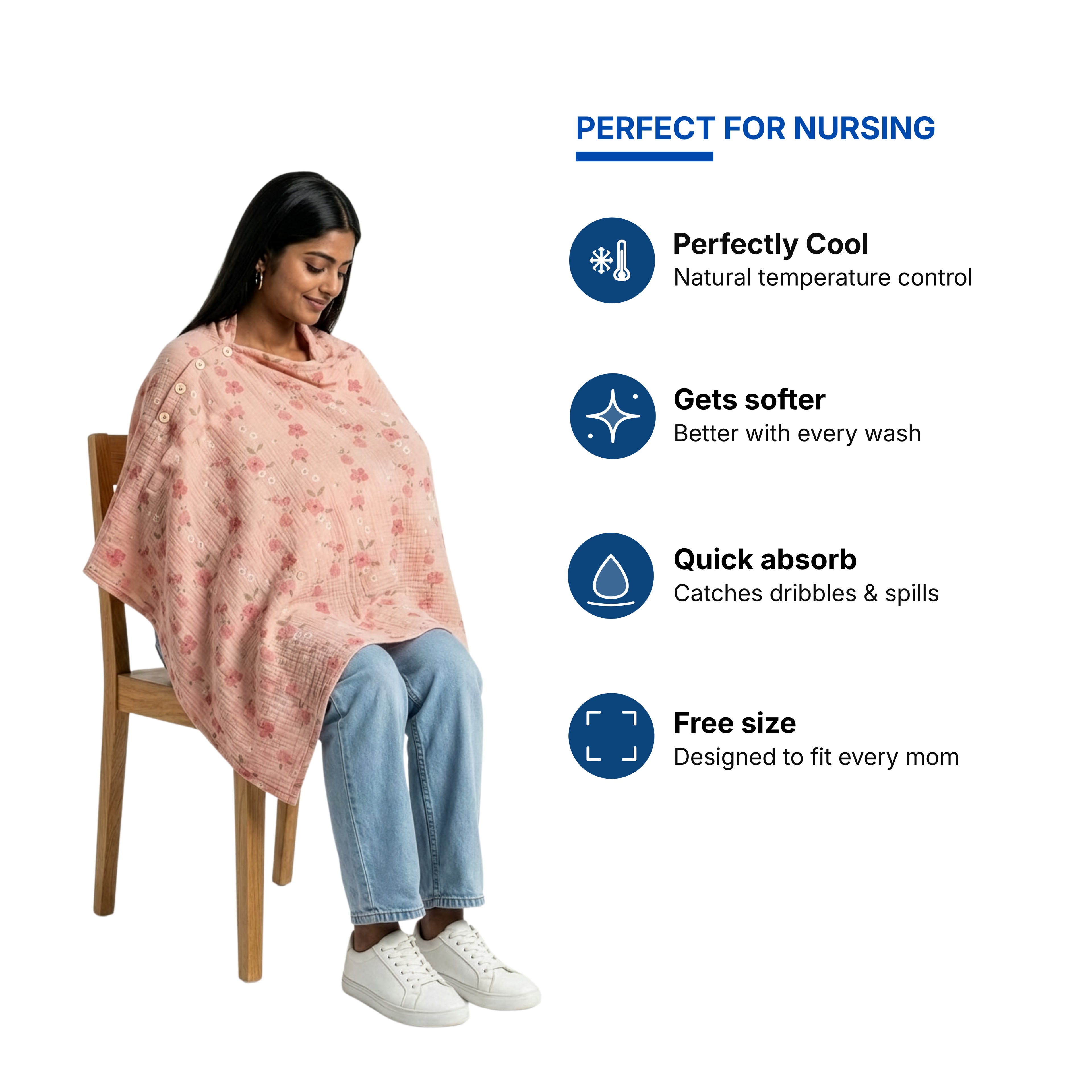 Muslin Nursing Poncho (Floral Pink)