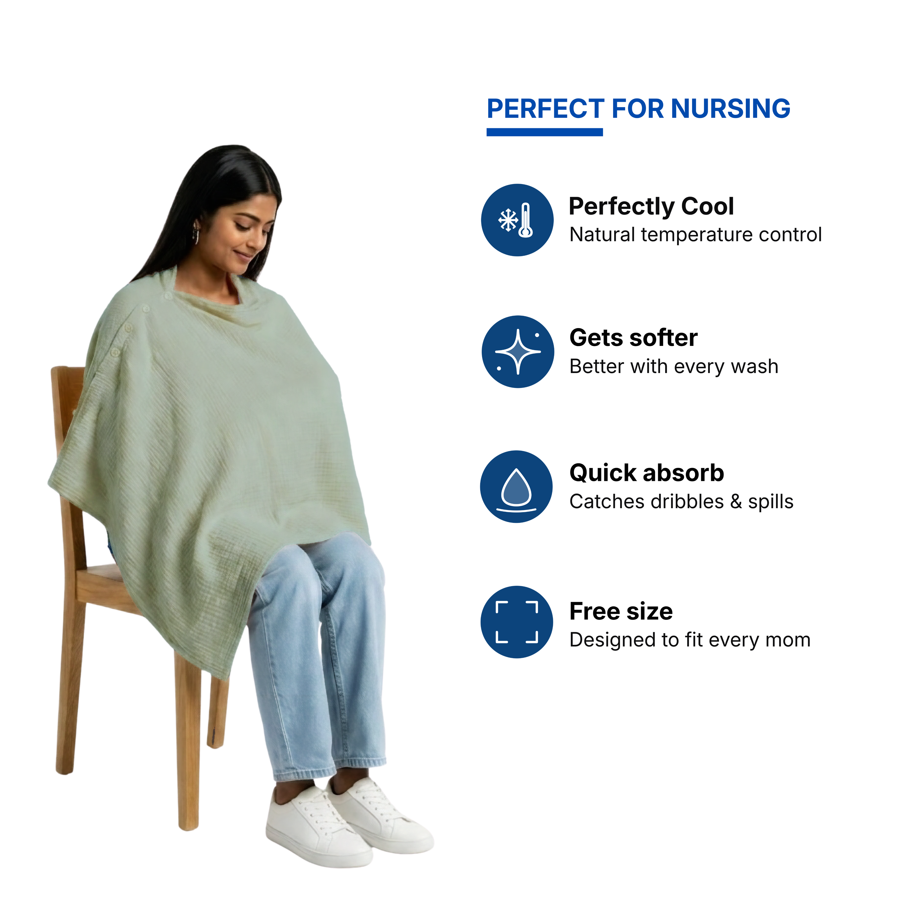 Muslin Nursing Poncho (Sage Green)