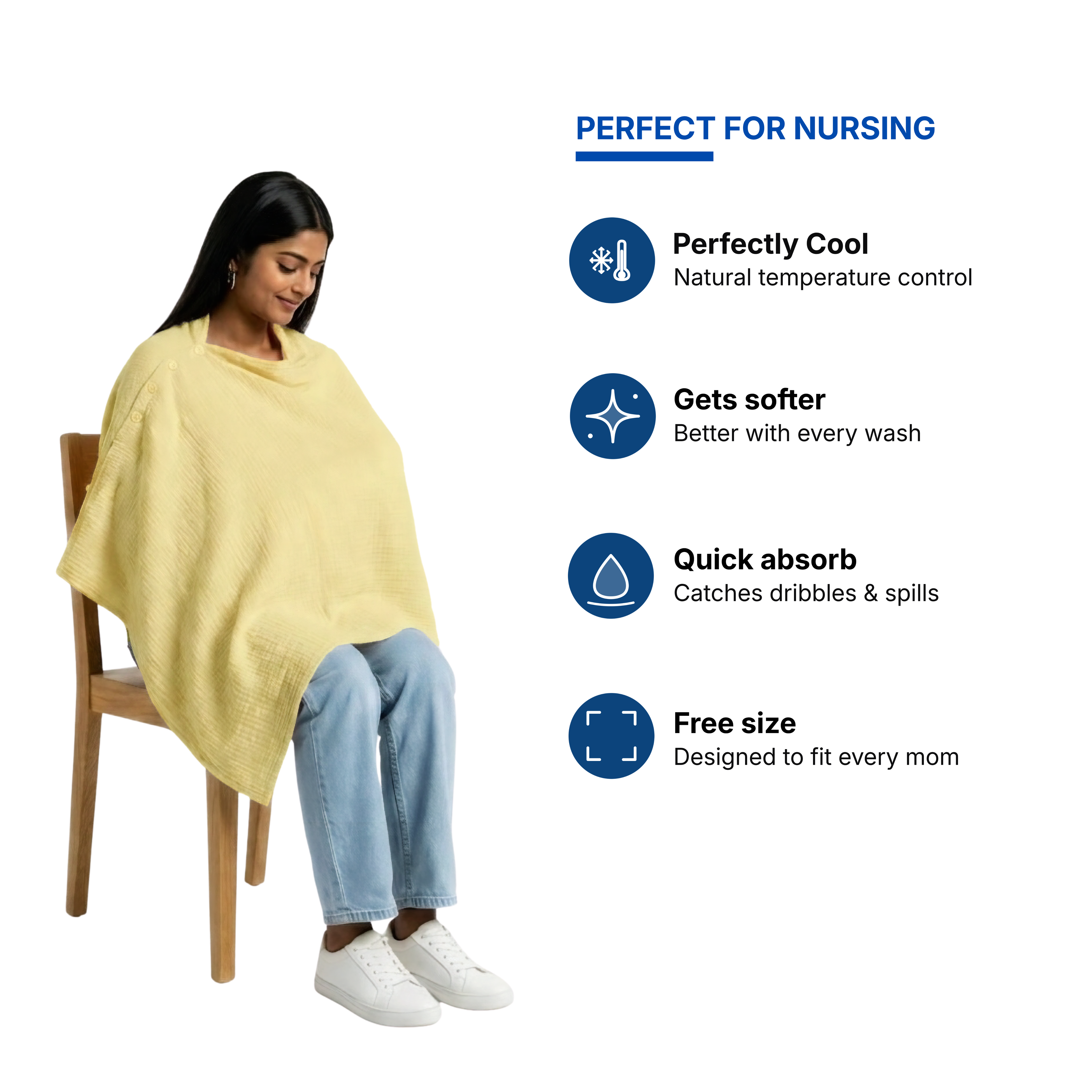 Muslin Nursing Poncho (Yellow)