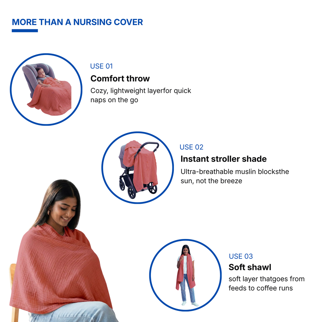 Muslin Nursing Poncho (Coral Red)