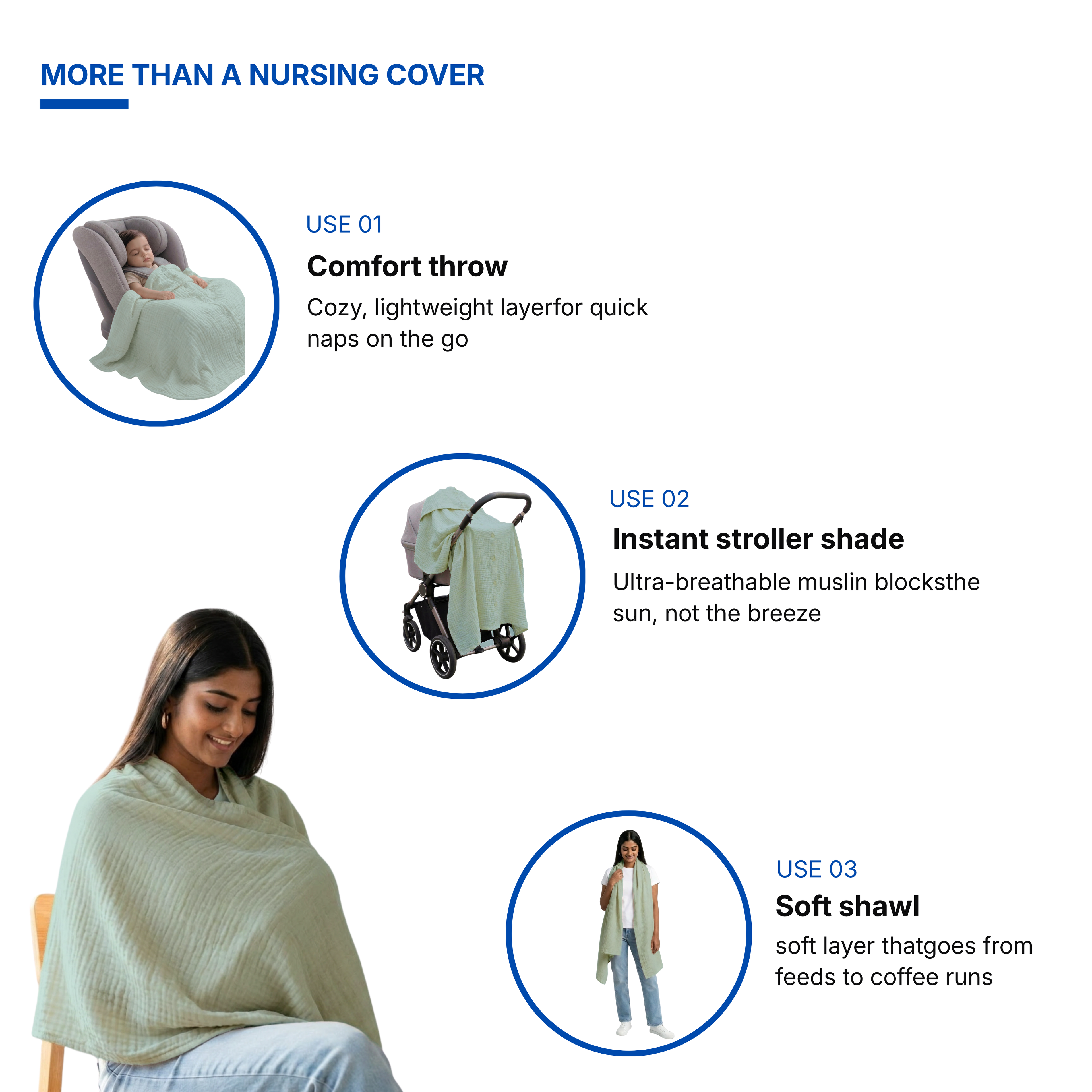 Muslin Nursing Poncho (Sage Green)
