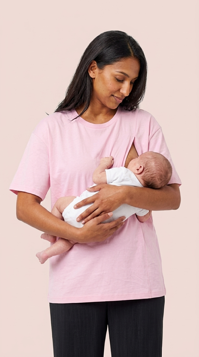 Nursing Tshirt - Vertical Zip - Relaxed Fit