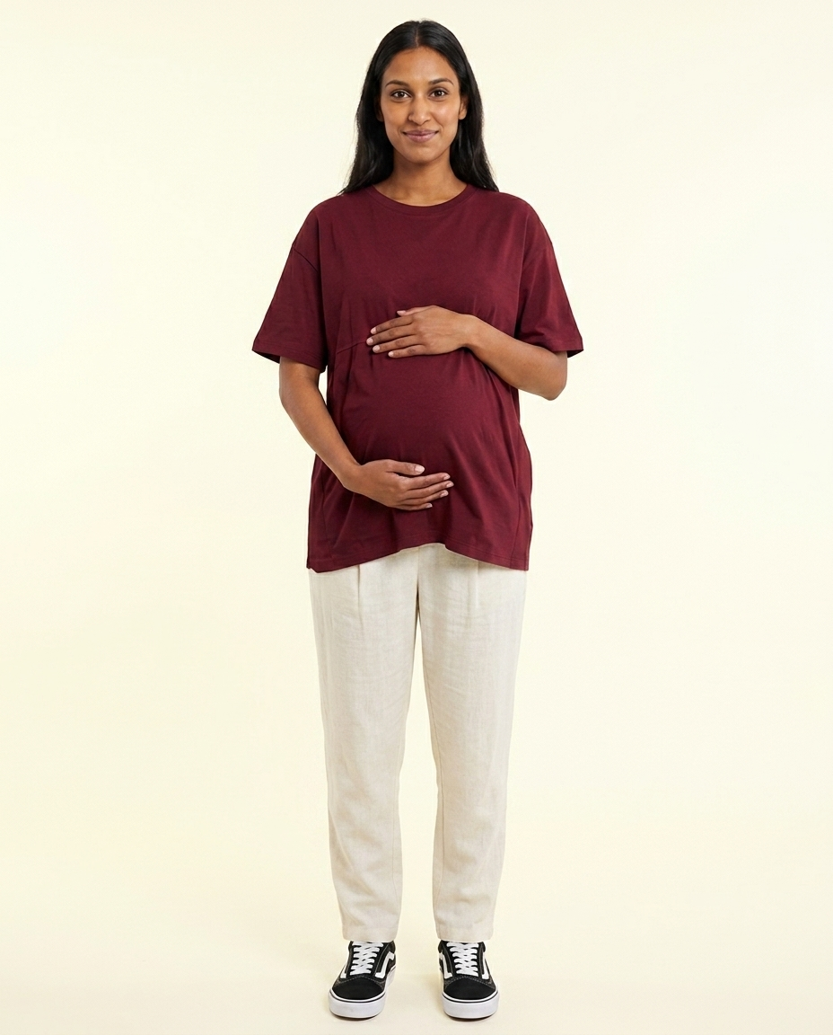 Nursing Tshirt - Vertical Zip - Relaxed Fit