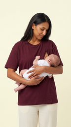 Nursing Tshirt - Vertical Zip - Relaxed Fit