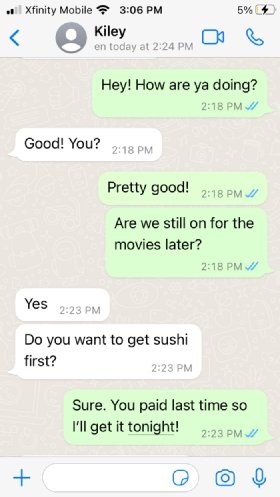 Customer WhatsApp review 1